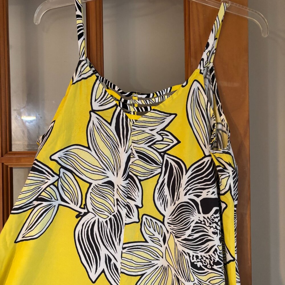 MSK Cropped Floral-Print Jumpsuit SZ: Large Yellow/White Floral - Picture 10 of 15